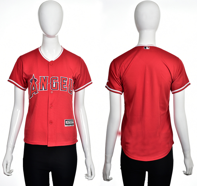 Women MLB Los Angeles Angels Blank Red Jersey