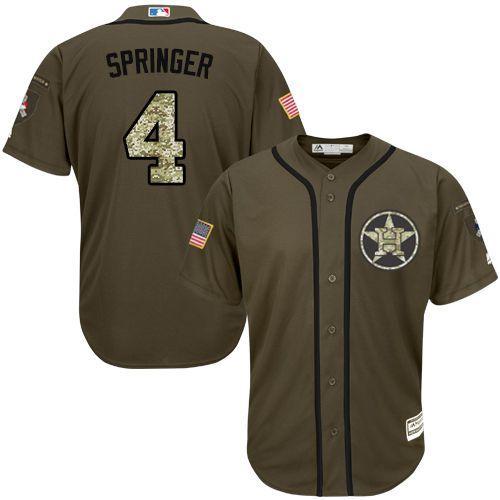 MLB Houston Astros #4 George Springer Green Salute to Service Jersey