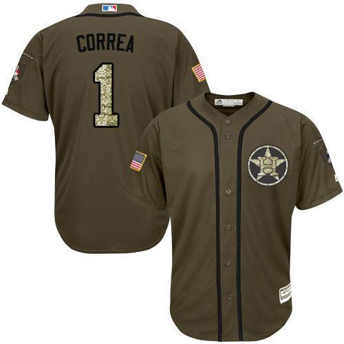 MLB Houston Astros #1 Carlos Correa Green Salute to Service Jersey