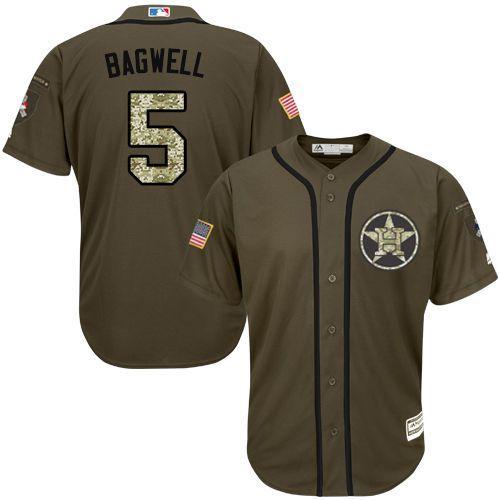 MLB Houston Astros #5 Jeff Bagwell Green Salute to Service Jersey