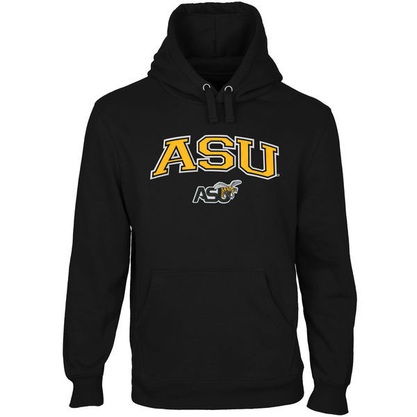 Alabama State Hornets Logo Arch Applique Pullover Hoodie - Black 