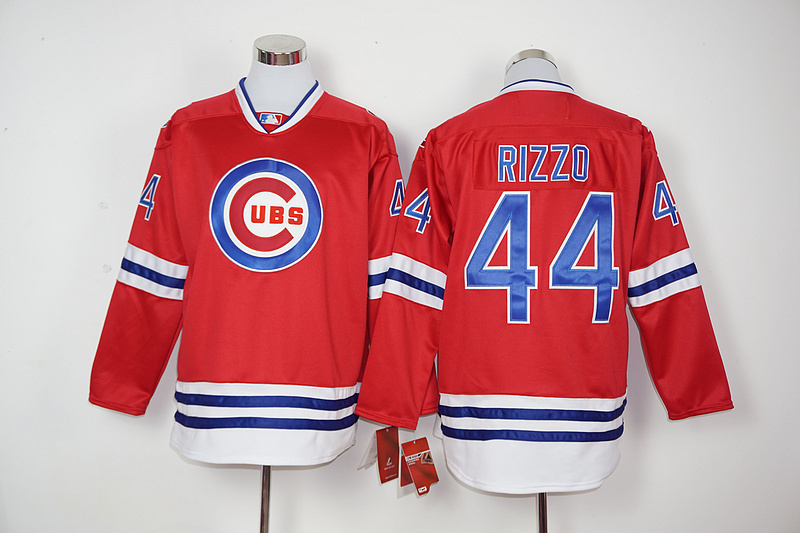 MLB Chicago Cubs #44 Rizzo Red Long-Sleeve Jersey