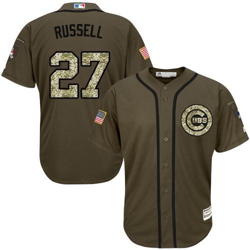 MLB Chicago Cubs #27 Addison Russell Green Salute to Service Jersey 