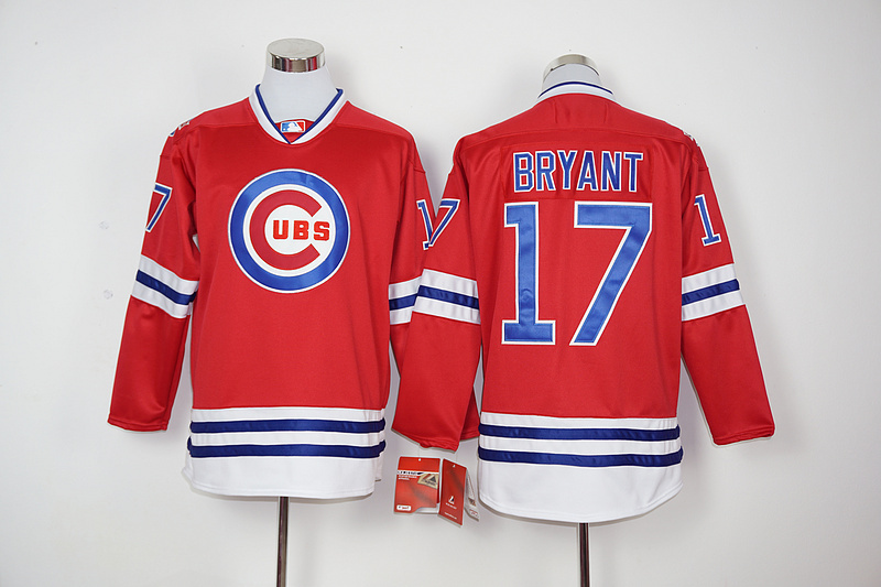 MLB Chicago Cubs #17 Bryant Red Long-Sleeve Jersey