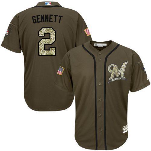 MLB Milwaukee Brewers #2 Scooter Gennett Green Salute to Service Jersey 