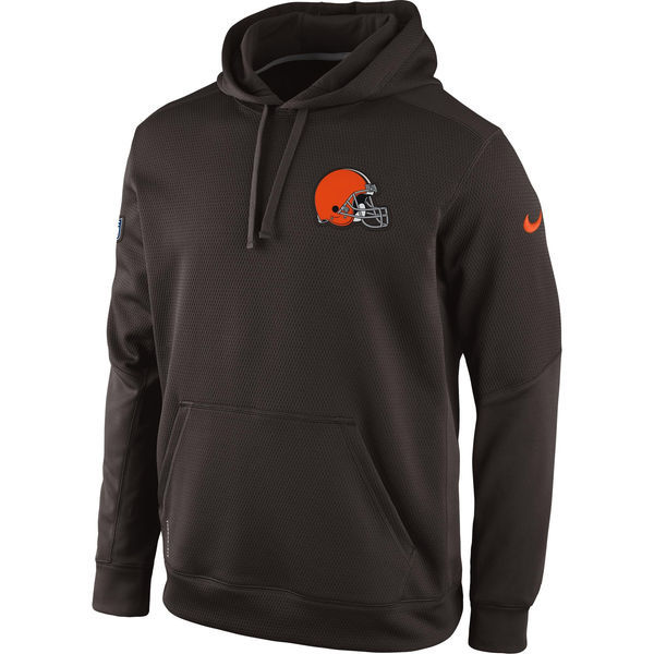 Cleveland Browns Historic Logo Nike KO Chain Fleece Pullover Performance Hoodie - Brown 