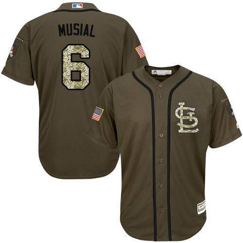 MLB St.Louis Cardinals #6 Stan Musial Green Salute to Service Jersey 