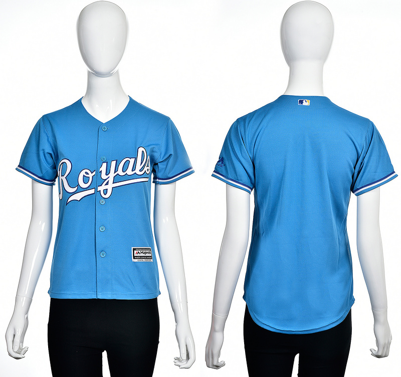 Women Kansas City Royals Blank L.Blue Jersey