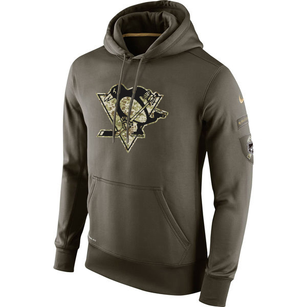NHL Pittsburgh Penguins Olive Salute To Service KO Performance Hoodie