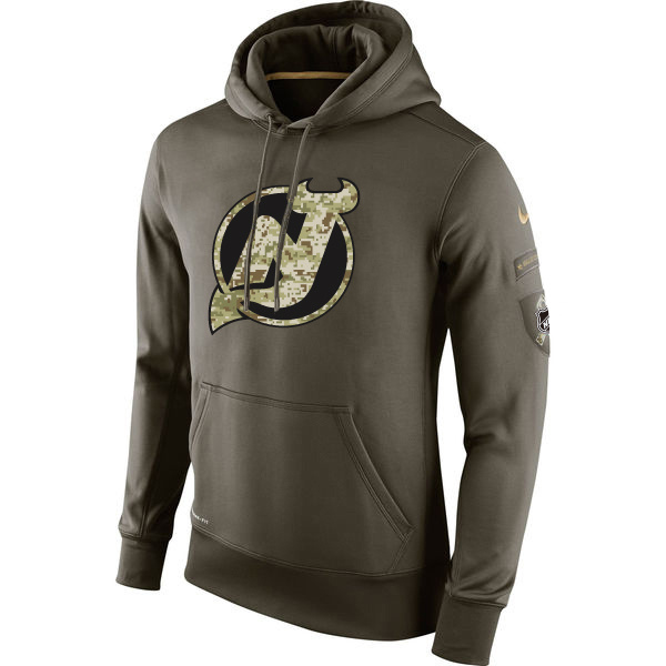 NHL New Jersey Devils Olive Salute To Service KO Performance Hoodie