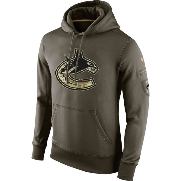 NHL Vancouver Canucks Olive Salute To Service KO Performance Hoodie