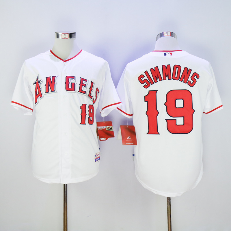 MLB Los Angeles Angels #19 Simmons White Jersey