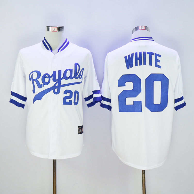 MLB Kansas City Royals #20 White White Throwback Jersey