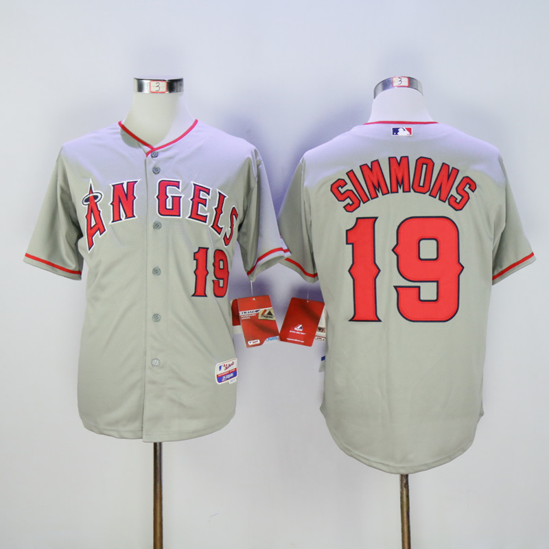 MLB Los Angeles Angels #19 Simmons Grey Jersey