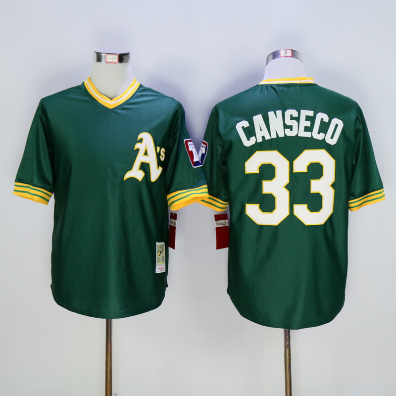 MLB Oakland Athletics #33 Canseco Green Pullover Throwback Jersey
