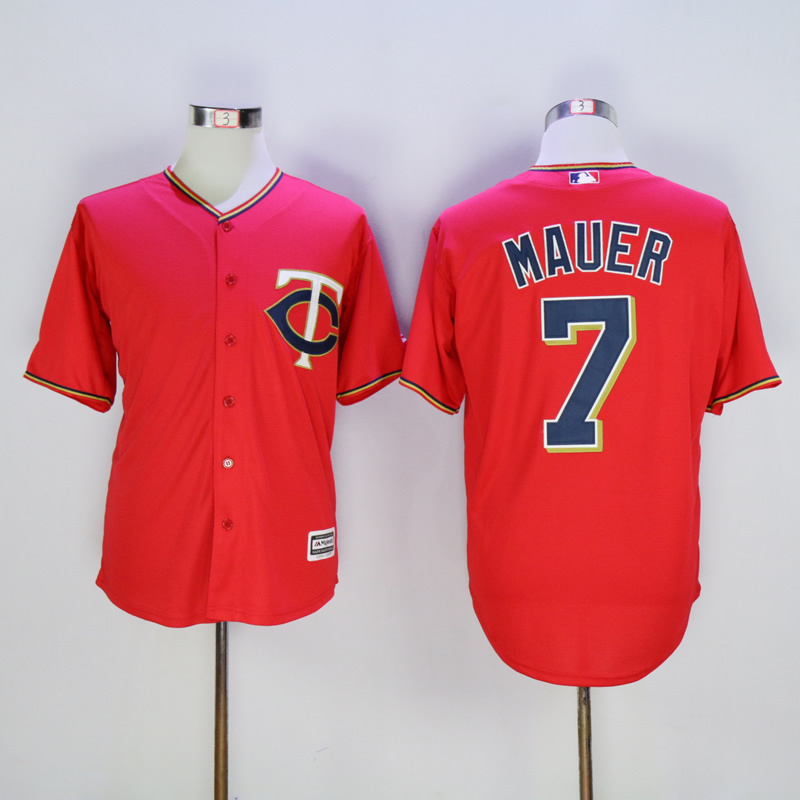 MLB Minnesota Twins #7 Mauer Red 2015 Jersey