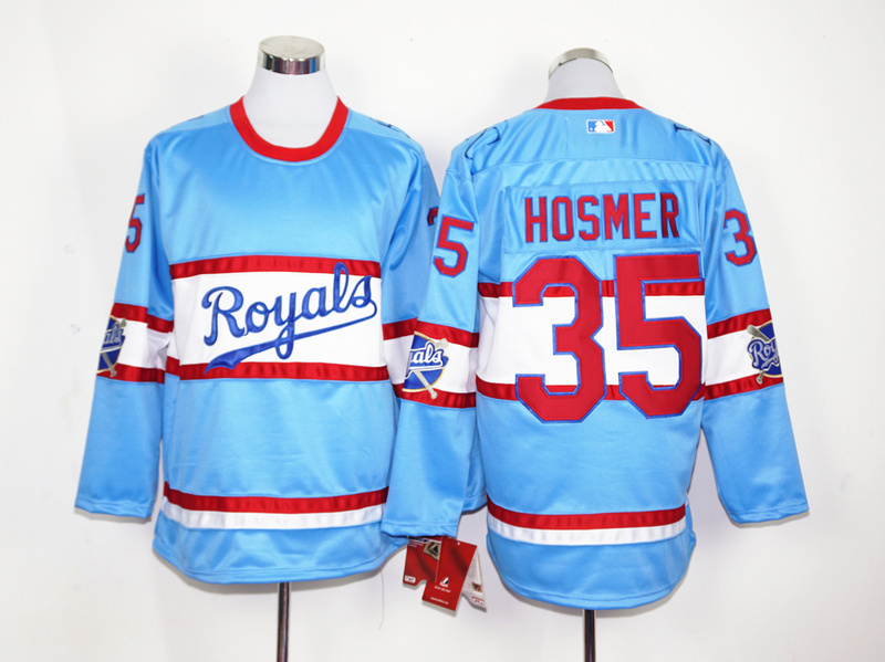 MLB Kansas City Royals #35 Hosmer L.Blue Long-Sleeve Jersey