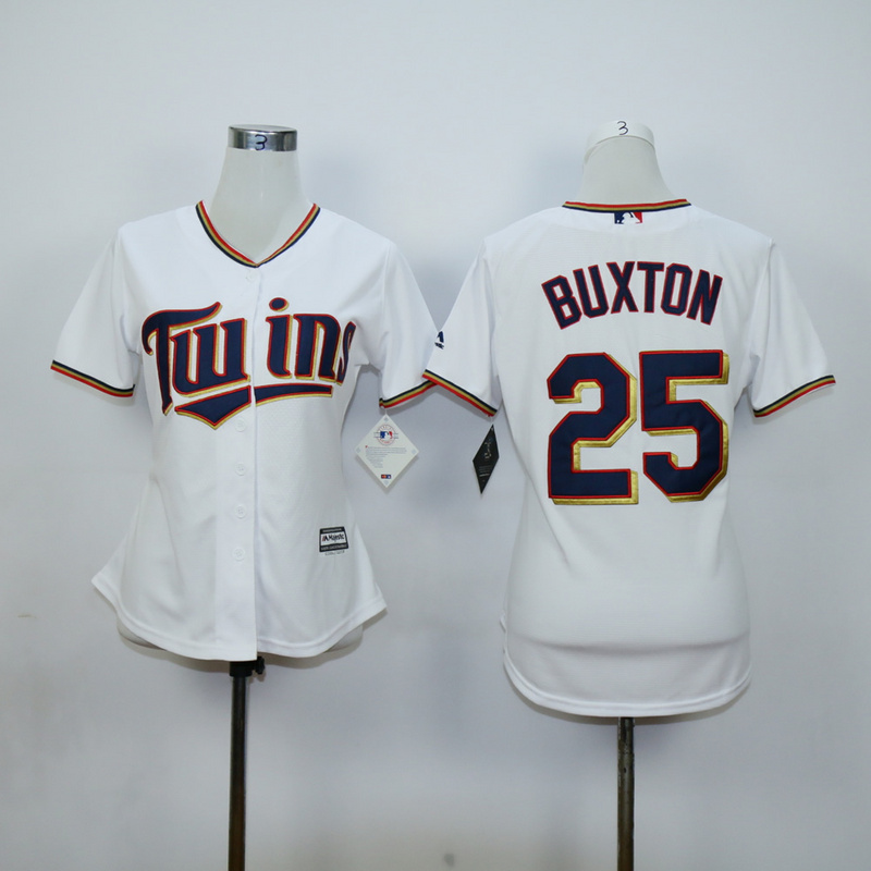 Womens MLB Minnesota Twins #25 Buxton White Jersey