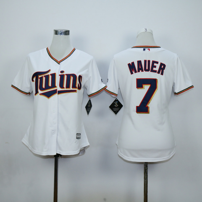 Womens MLB Minnesota Twins #7 Mauer White Jersey