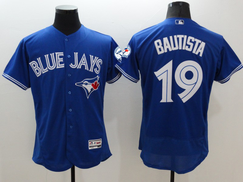 Majestic MLB Toronto Blue Jays #19 Bautista Elite Blue Jersey