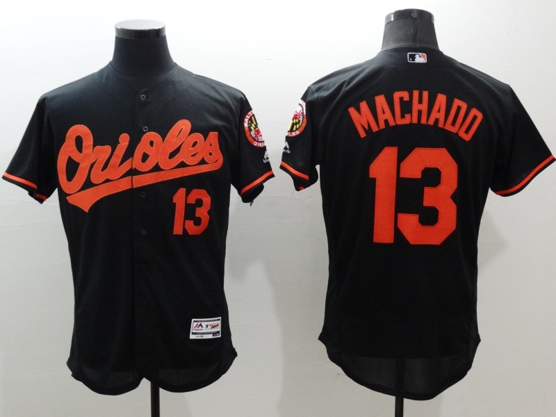 Majestic MLB Baltimore Orioles #13 Machadd Elite Black Jerseys