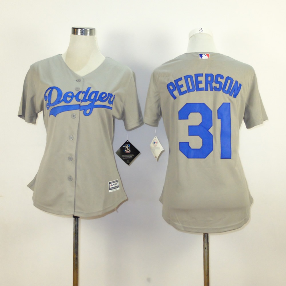 MLB Los Angeles Dodgers #31 Joc Pederson Grey Women Jersey