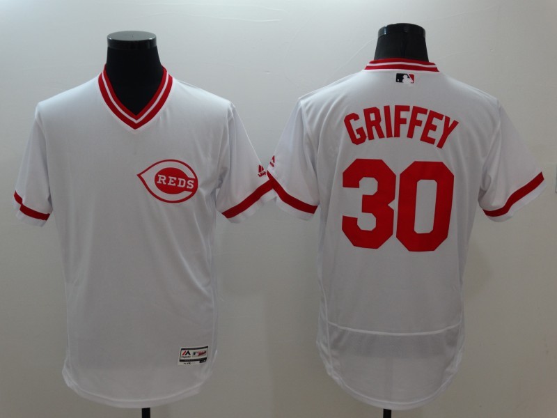 Majestic MLB Cincinnati Reds #5 Griffey White Elite Elite Pullover Jersey