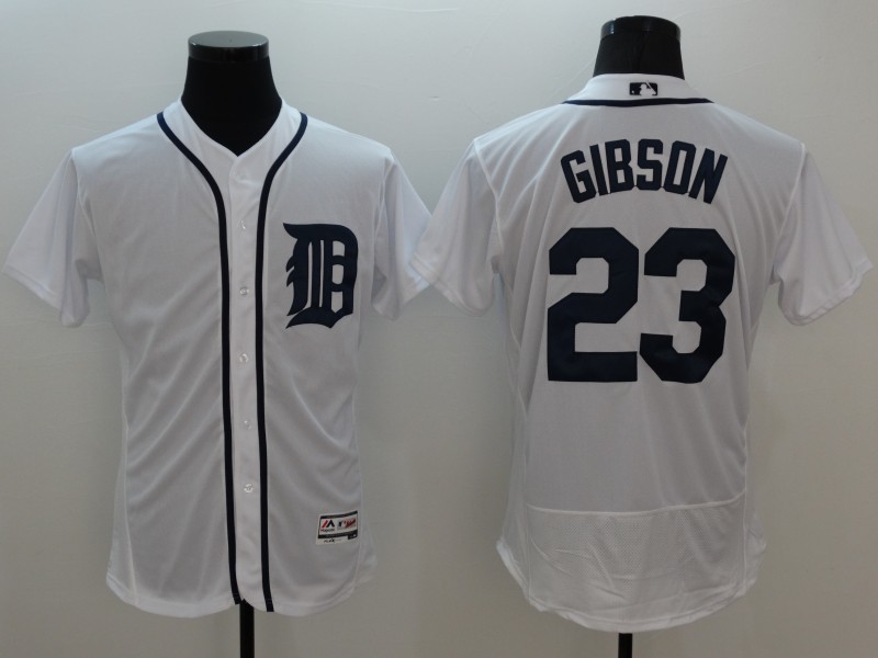 Majestic MLB Detroit Tigers #23 Gibson White Elite Jersey