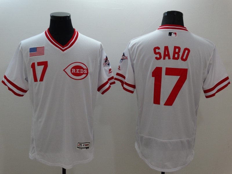 Majestic MLB Cincinnati Reds #7 Sabo White Elite Pullover Jersey