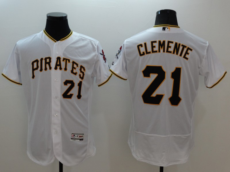 Majestic MLB Pittsburgh Pirates #21 Clemente Elite White Jersey