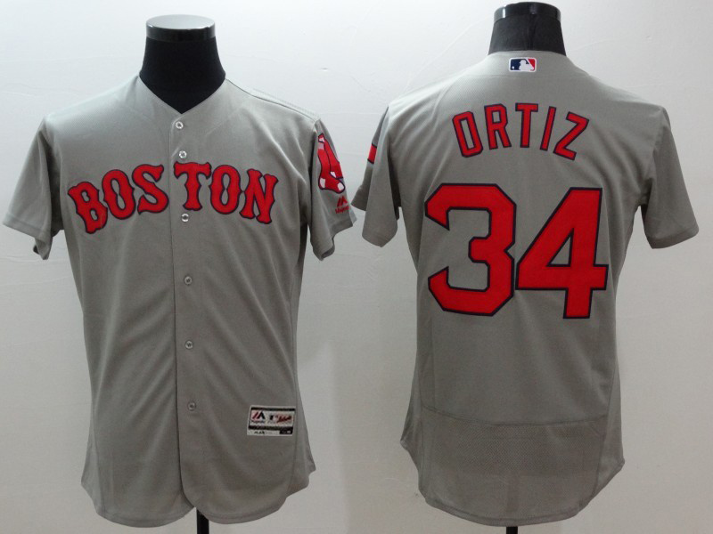 Majestic MLB Boston Red Sox #34 David Ortiz Elite Grey Jersey