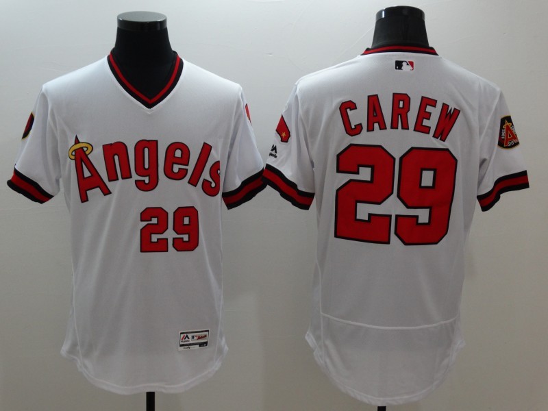 Majestic MLB Los Angeles Angels #29 Carew Elite White Pullover Jersey