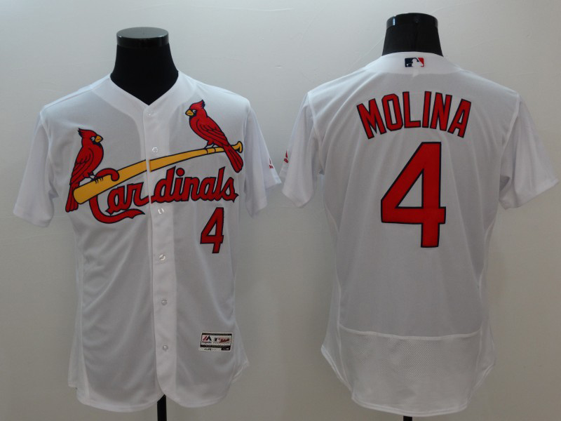 Majestic MLB St.Louis Cardinals #4 Molina White Elite Jersey