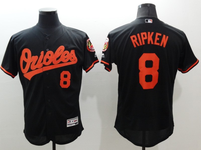 Majestic MLB Baltimore Orioles #8 Ripken Black Elite Jerseys