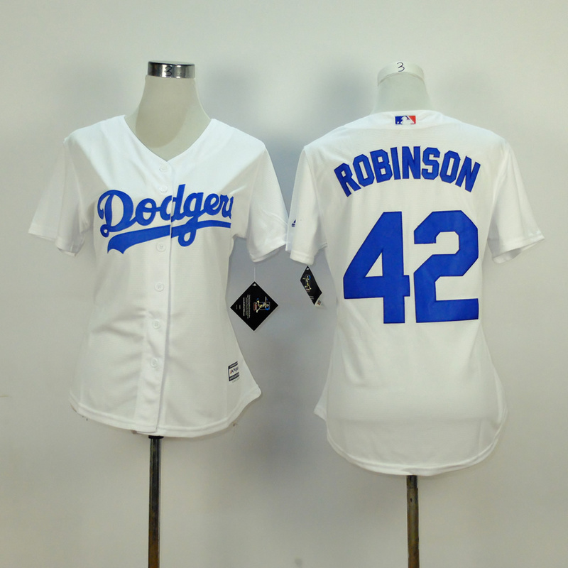 MLB Los Angeles Dodgers #42 Robinson White Women Jersey