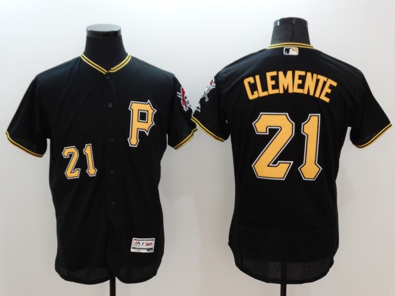 Majestic MLB Pittsburgh Pirates #21 Clemente Elite Black Jersey