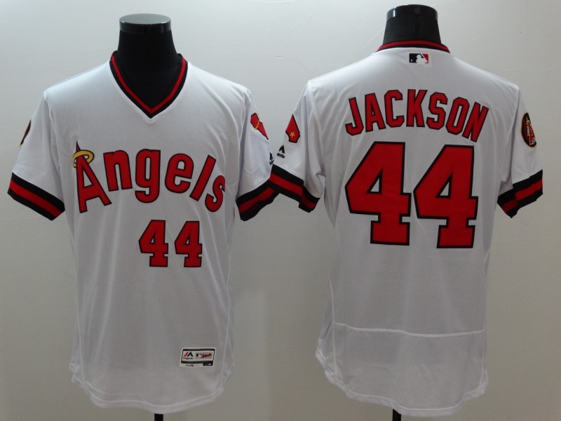 Majestic MLB Los Angeles Angels #34 Jackson Elite White Pullover Jersey