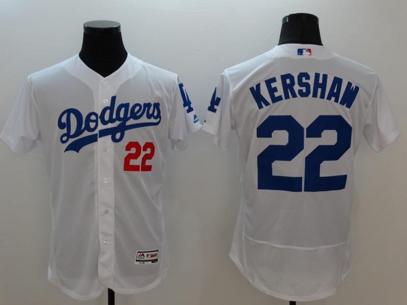 Majestic MLB Los Angeles Dodgers #22 Kershaw Elite White Jersey