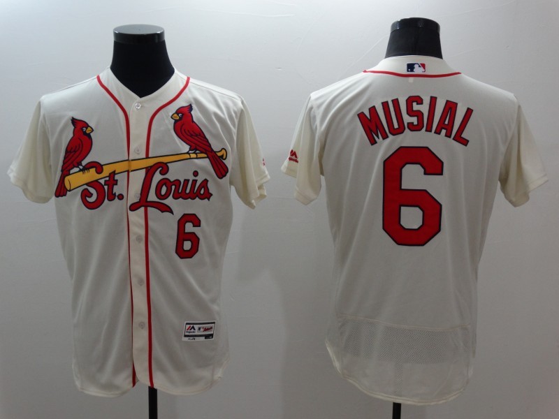 Majestic MLB St.Louis Cardinals #6 Musial Elite Cream Jersey
