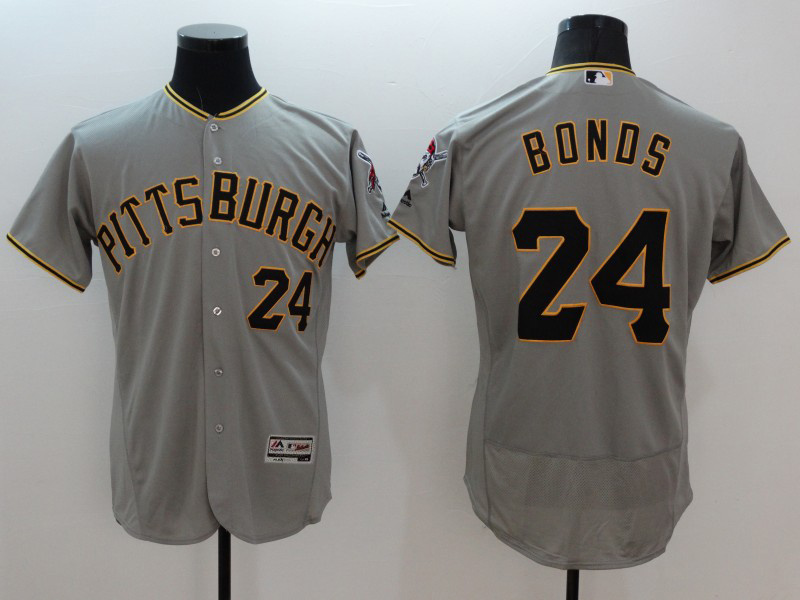 Majestic MLB Pittsburgh Pirates #24 Bonds Grey Elite Jersey