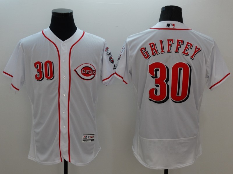Majestic MLB Cincinnati Reds #30 Griffey White Elite Pullover Jersey