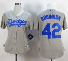 MLB Los Angeles Dodgers #42 Robinson Grey Women Jersey.jpeg