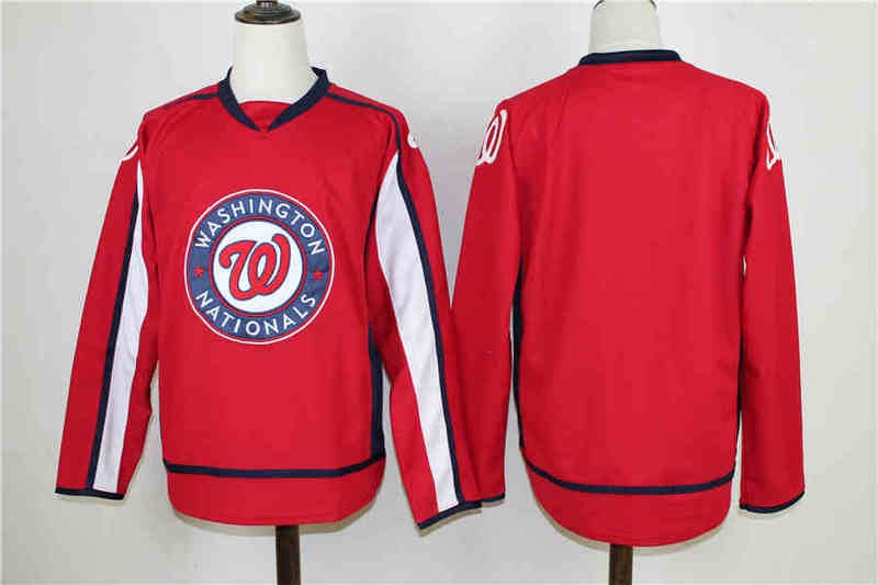 Personalized MLB Washington Nationals Long Sleeve Any Name Number Red Jersey