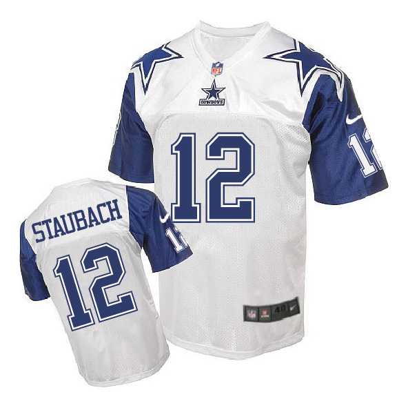 Nike NFL Dallas Cowboys #12 Staubach White Throwback Jersey