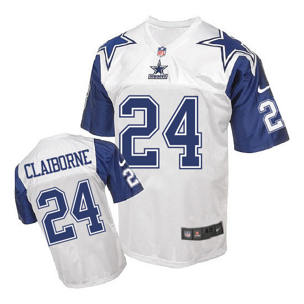 Nike NFL Dallas Cowboys #24 Claiborne White Throwback Jersey