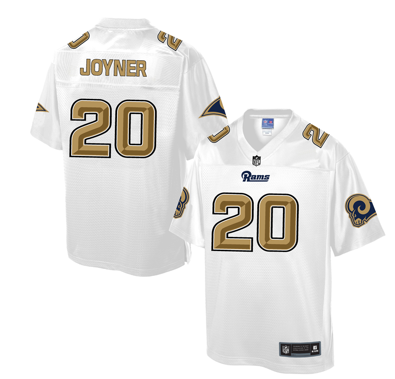 Mens Los Angeles Rams #20 Joyner White Gold Collection Jersey