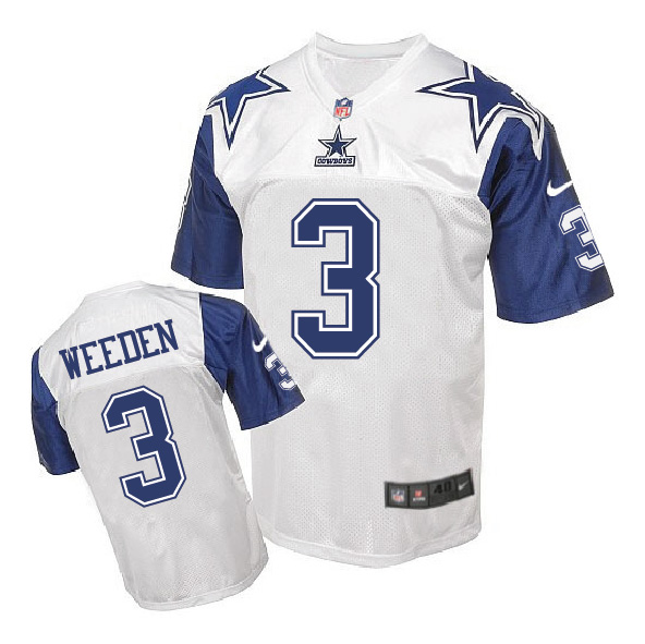 Nike NFL Dallas Cowboys #3 Weeden White Throwback Jersey