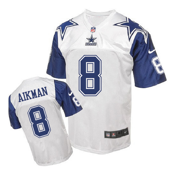 Nike NFL Dallas Cowboys #8 Aikman White Throwback Jersey