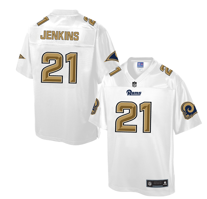 Mens Los Angeles Rams #21 Jenkins White Gold Collection Jersey