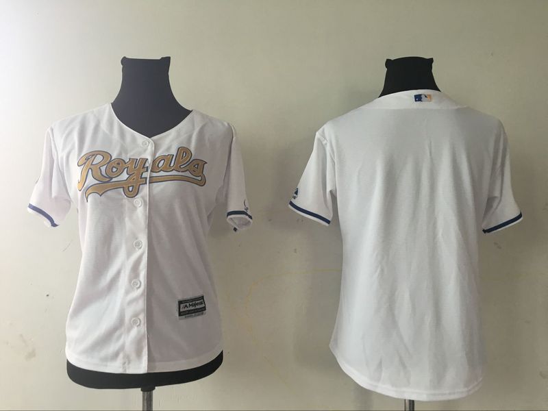 Womens Kansas City Royals Blank White 2015 Gold Program Majestic Jersey